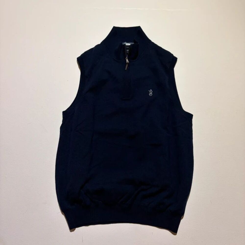 Fairway and Greens Merino Wool Golf Sweater Vest Navy Blue